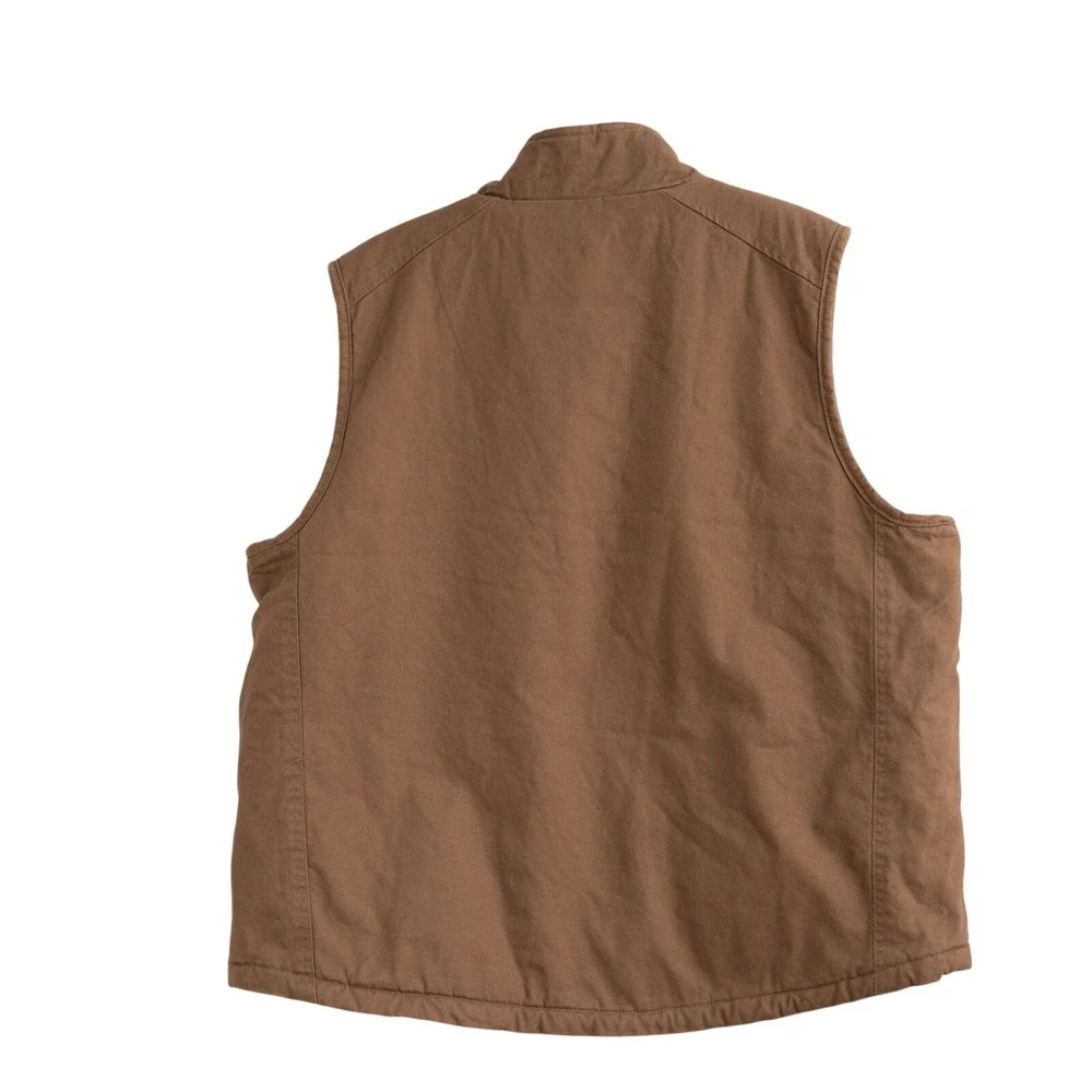 LEE Workwear XL Brown Canvas Carhartt Style Sherpa Lined Utility Duck Vest Tough